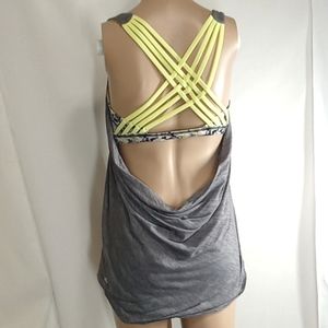 LULULEMON Women 6? Top Used Preowned Grey Gray Yellow Exercise Athleticwear Yoga
